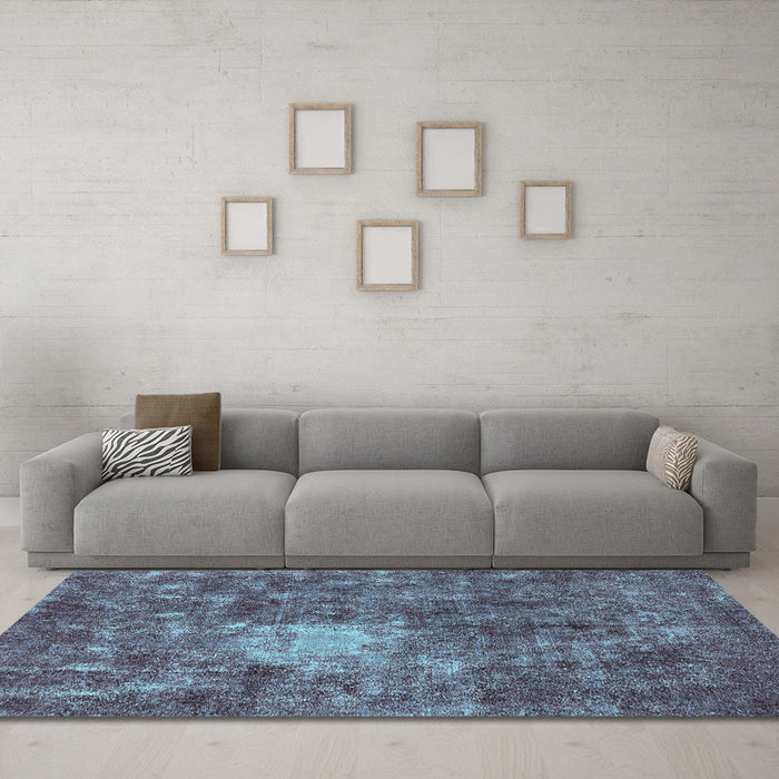 Machine Washable Oriental Light Blue Traditional Rug in a Living Room, wshabs591lblu