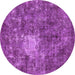 Round Oriental Purple Traditional Rug, abs591pur