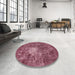 Round Abstract Blush Red Pink Oriental Rug in a Office, abs591