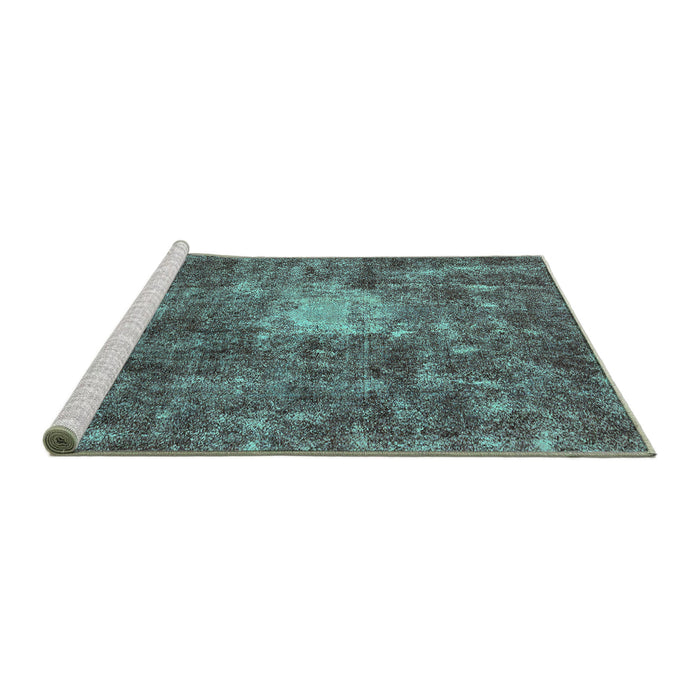 Sideview of Machine Washable Oriental Turquoise Traditional Area Rugs, wshabs591turq