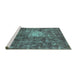 Sideview of Machine Washable Oriental Turquoise Traditional Area Rugs, wshabs591turq