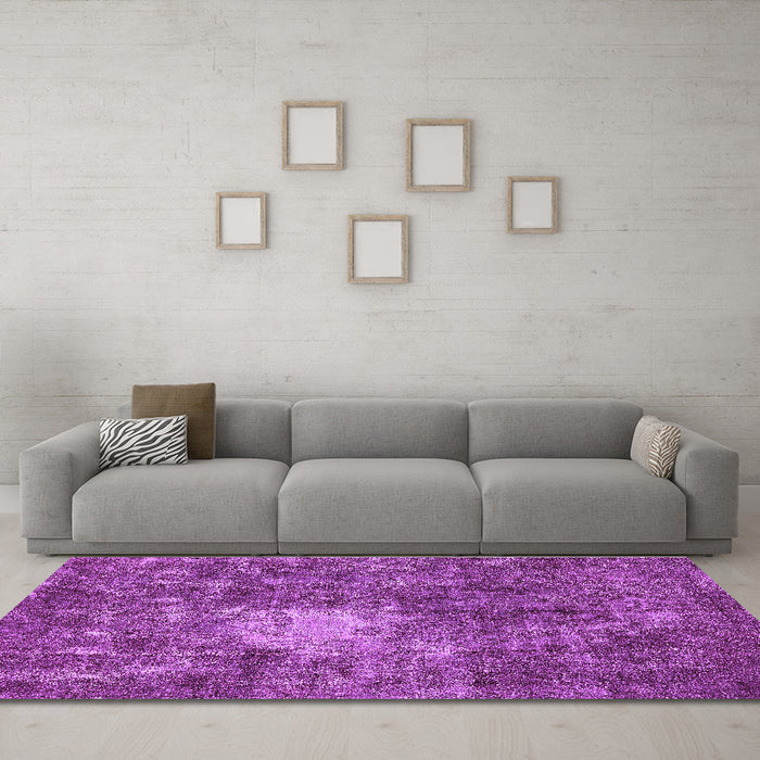 Machine Washable Oriental Purple Traditional Area Rugs in a Living Room, wshabs591pur