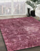 Machine Washable Abstract Blush Red Pink Rug in a Family Room, wshabs591