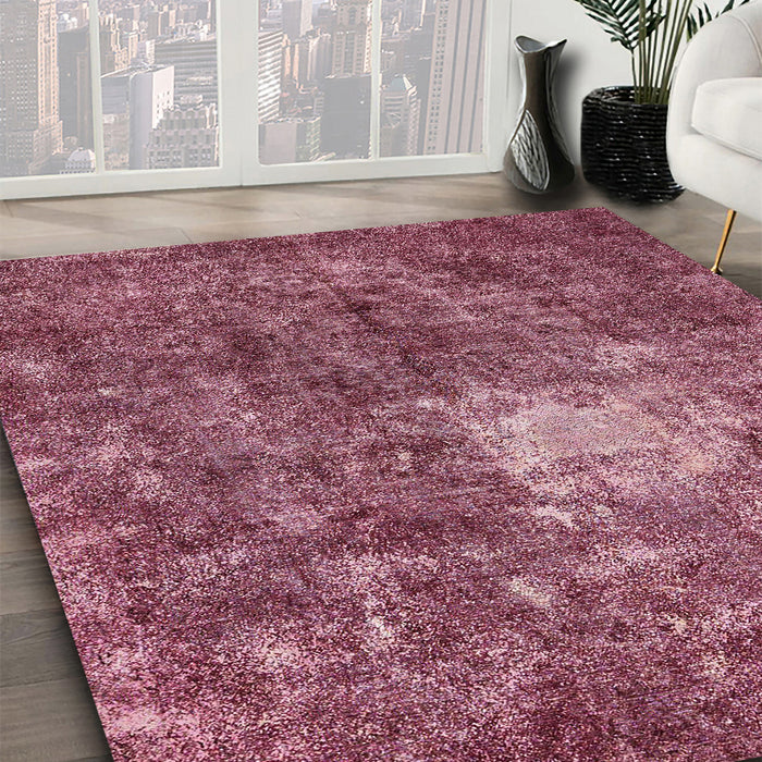 Machine Washable Abstract Blush Red Pink Rug in a Family Room, wshabs591