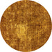 Round Oriental Yellow Traditional Rug, abs591yw