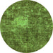 Round Oriental Green Traditional Rug, abs591grn