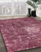 Abstract Blush Red Pink Oriental Rug in Family Room, abs591