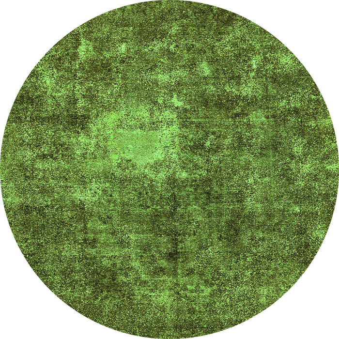 Round Machine Washable Oriental Green Traditional Area Rugs, wshabs591grn