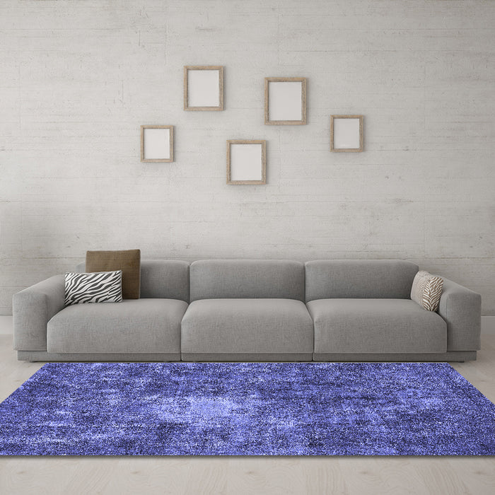 Machine Washable Oriental Blue Traditional Rug in a Living Room, wshabs591blu