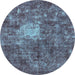 Round Oriental Light Blue Traditional Rug, abs591lblu