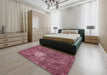 Machine Washable Abstract Blush Red Pink Rug in a Bedroom, wshabs591