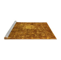 Sideview of Machine Washable Oriental Yellow Traditional Rug, wshabs591yw