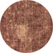 Round Oriental Brown Traditional Rug, abs591brn