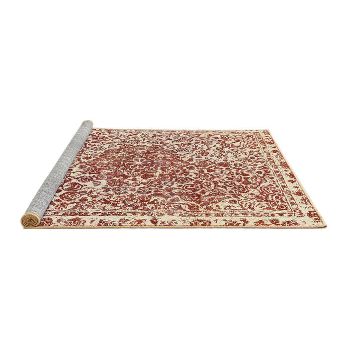 Sideview of Machine Washable Abstract Red Rug, wshabs592