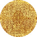 Round Abstract Yellow Modern Rug, abs592yw