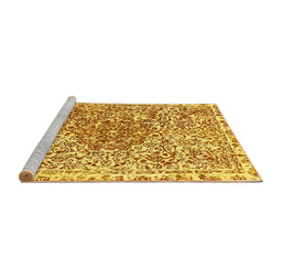 Sideview of Machine Washable Abstract Yellow Modern Rug, wshabs592yw
