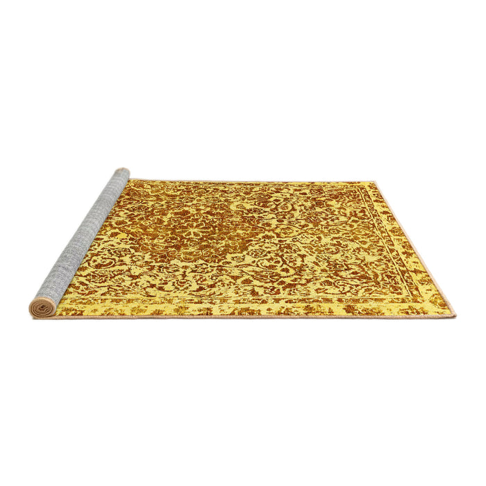 Sideview of Machine Washable Abstract Yellow Modern Rug, wshabs592yw