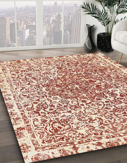Abstract Red Modern Rug in Family Room, abs592