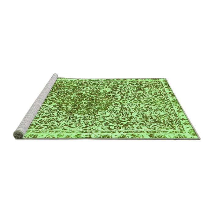 Sideview of Machine Washable Abstract Green Modern Area Rugs, wshabs592grn