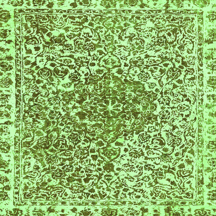 Square Machine Washable Abstract Green Modern Area Rugs, wshabs592grn