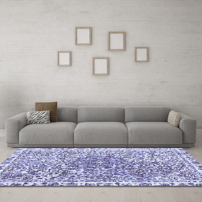 Machine Washable Abstract Blue Modern Rug in a Living Room, wshabs592blu