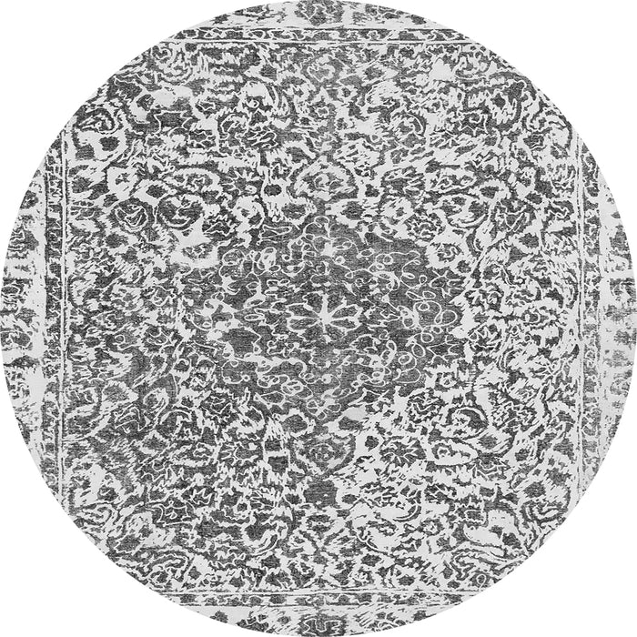 Round Abstract Gray Modern Rug, abs592gry