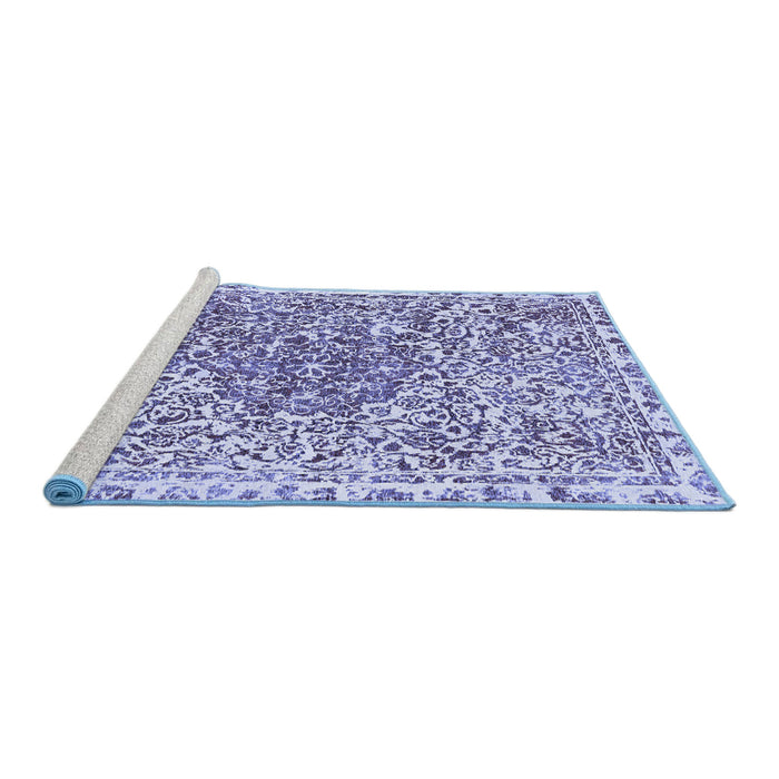 Sideview of Machine Washable Abstract Blue Modern Rug, wshabs592blu