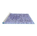 Sideview of Machine Washable Abstract Blue Modern Rug, wshabs592blu