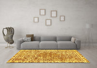 Machine Washable Abstract Yellow Modern Rug, wshabs592yw