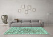 Machine Washable Abstract Turquoise Modern Area Rugs in a Living Room,, wshabs592turq