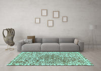 Machine Washable Abstract Turquoise Modern Rug, wshabs592turq