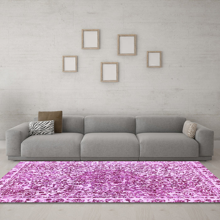 Machine Washable Abstract Purple Modern Area Rugs in a Living Room, wshabs592pur