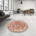 Round Machine Washable Abstract Red Rug in a Office, wshabs592