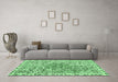 Machine Washable Abstract Emerald Green Modern Area Rugs in a Living Room,, wshabs592emgrn