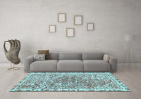 Machine Washable Abstract Light Blue Modern Rug, wshabs592lblu