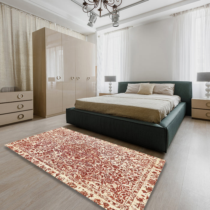 Abstract Red Modern Rug in a Bedroom, abs592