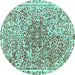 Round Abstract Turquoise Modern Rug, abs592turq