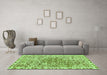 Machine Washable Abstract Green Modern Area Rugs in a Living Room,, wshabs592grn