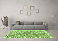 Machine Washable Abstract Green Modern Rug, wshabs592grn