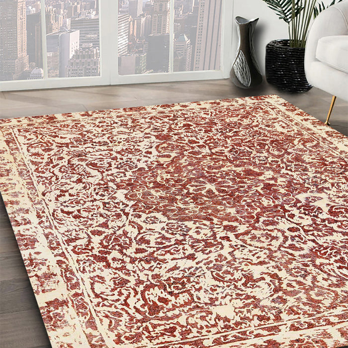 Machine Washable Abstract Red Rug in a Family Room, wshabs592