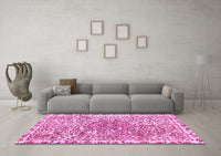 Machine Washable Abstract Pink Modern Rug, wshabs592pnk