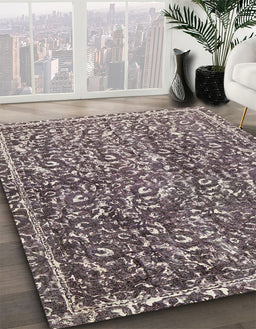 Machine Washable Abstract Purple Rug in a Family Room, wshabs593
