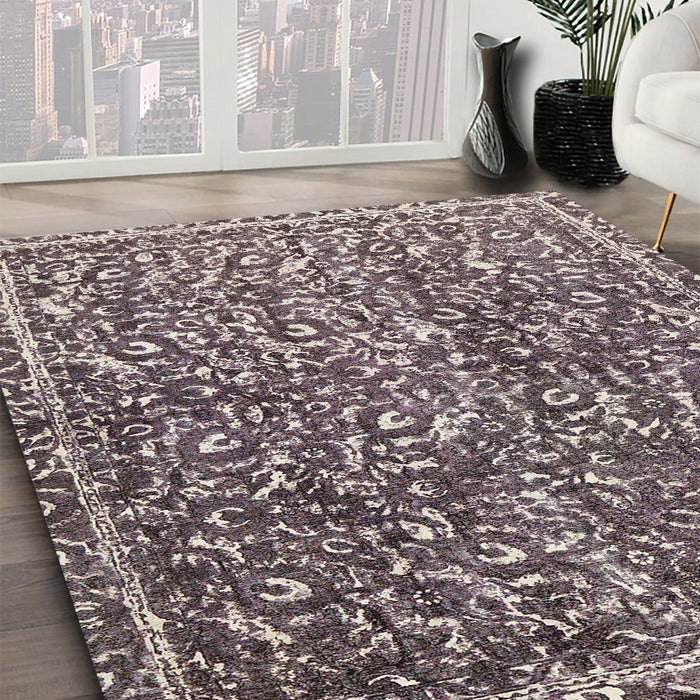 Machine Washable Abstract Purple Rug in a Family Room, wshabs593
