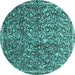 Round Machine Washable Abstract Turquoise Modern Area Rugs, wshabs593turq