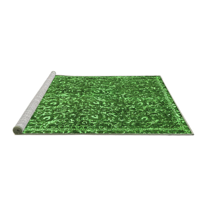 Sideview of Machine Washable Abstract Green Modern Area Rugs, wshabs593grn