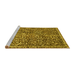 Sideview of Machine Washable Abstract Yellow Modern Rug, wshabs593yw