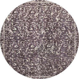 Round Machine Washable Abstract Purple Rug, wshabs593