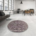 Round Machine Washable Abstract Purple Rug in a Office, wshabs593