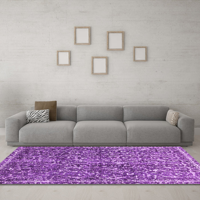 Machine Washable Abstract Purple Modern Area Rugs in a Living Room, wshabs593pur