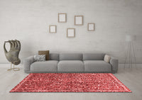 Machine Washable Abstract Red Modern Rug, wshabs593red